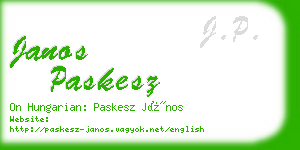 janos paskesz business card